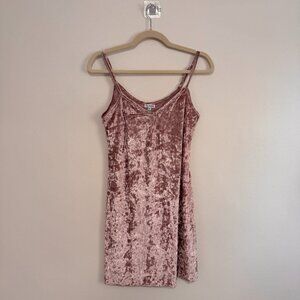 Forever21 Crushed Velvet Tank Slip Dress, Pink, Size S